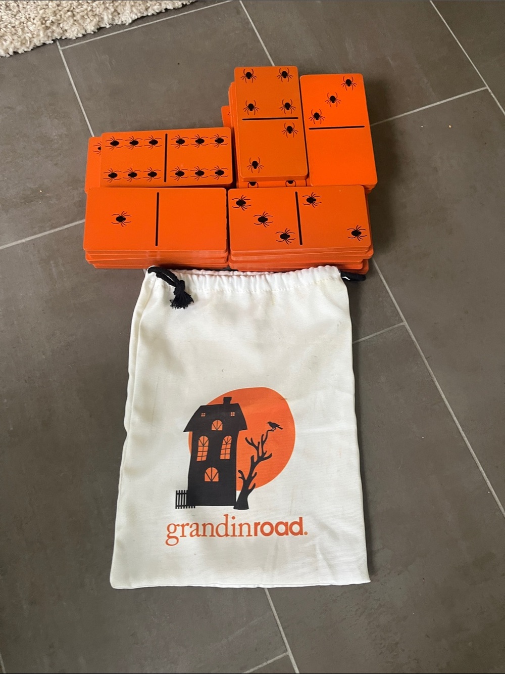 Grandin Road Halloween Domino Set in Orange